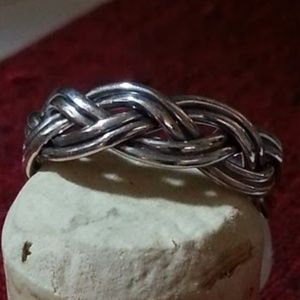 Sterling woven band ring 8mm wide size 8